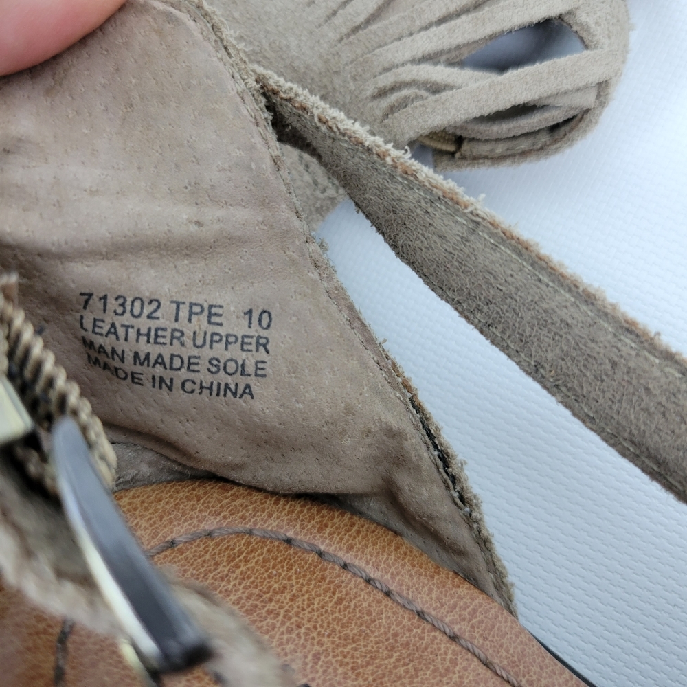Minnetonka Suede Leather Fringe Sandals Sz 10 - Picture 8 of 12